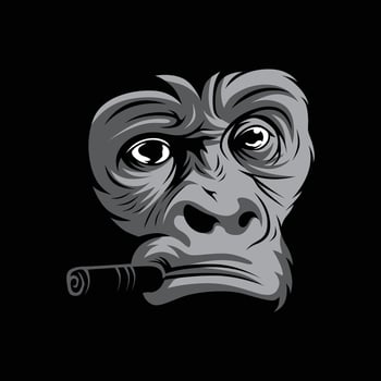 vector illustration smoking gorilla