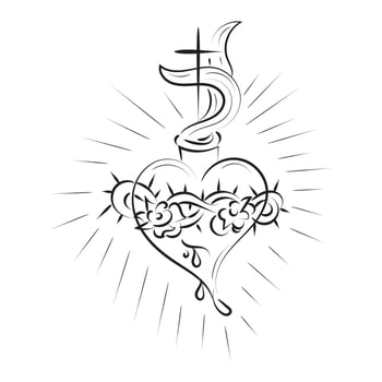 Sacred Heart Of Jesus With Rays vector