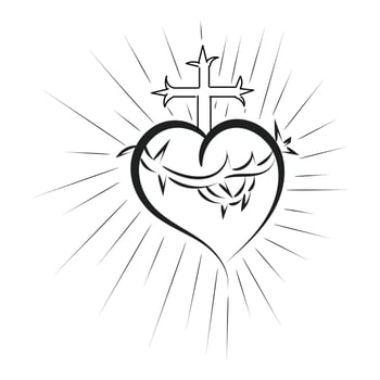 Sacred Heart Of Jesus With Rays vector