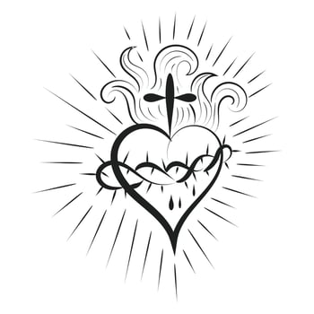 Sacred Heart Of Jesus With Rays vector