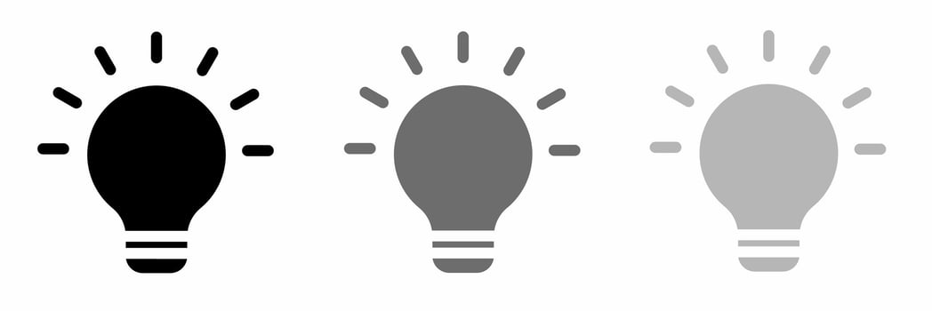 Light bulb icon black white illustration collection. vector