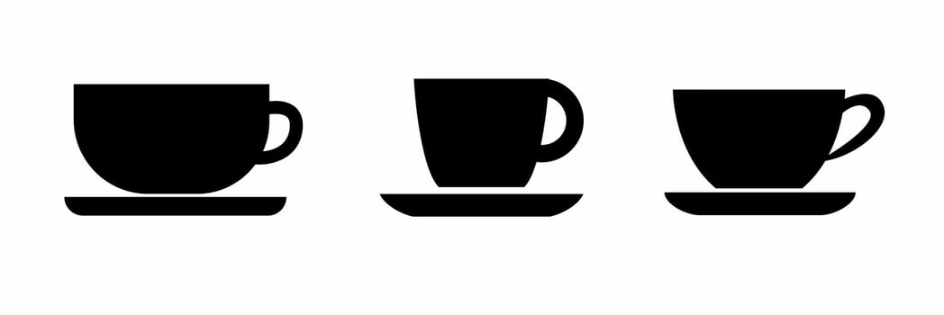 Cup icon black white illustration collection. vector