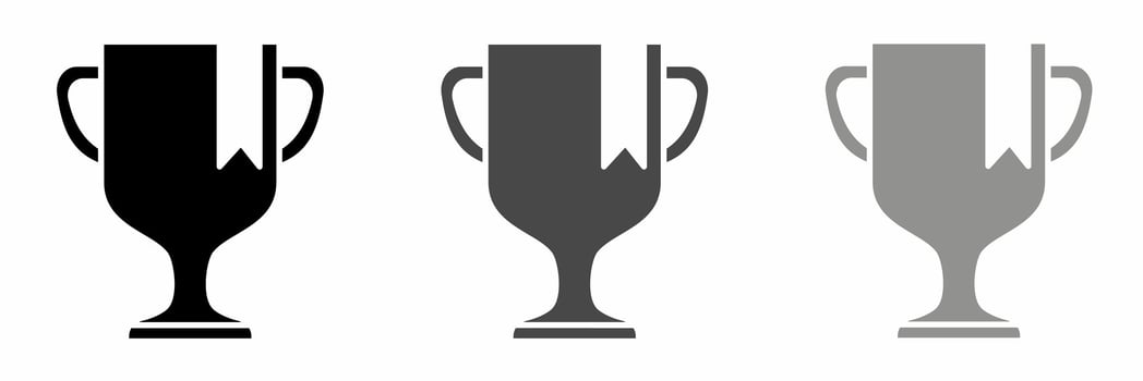 Trophy cup icon black white illustration collection. vector