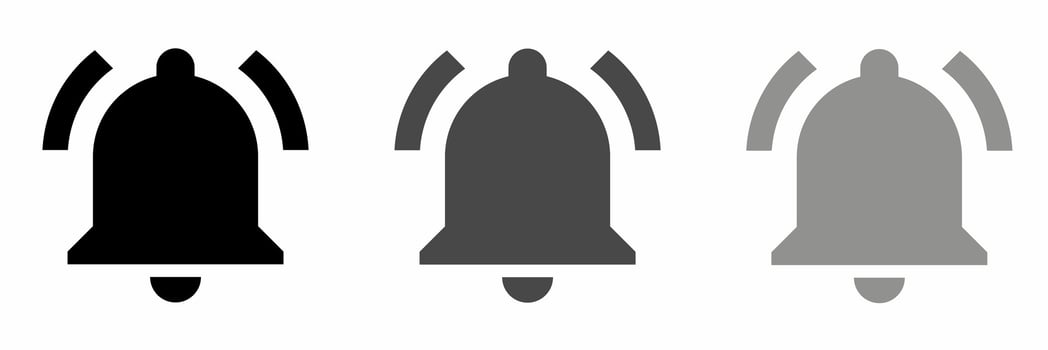Bell notification icon black white illustration collection. vector