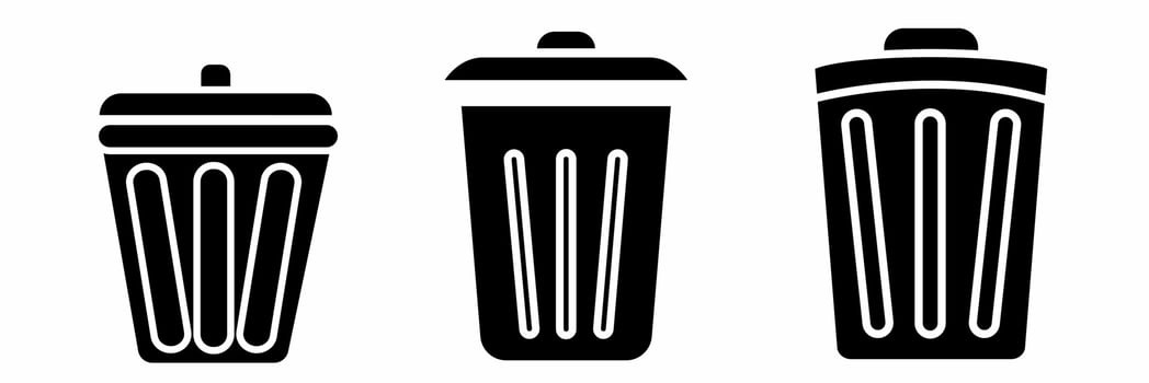 Trash icon black white illustration collection. vector