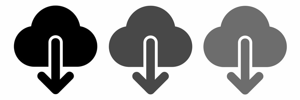 Download cloud icon black white illustration collection. vector