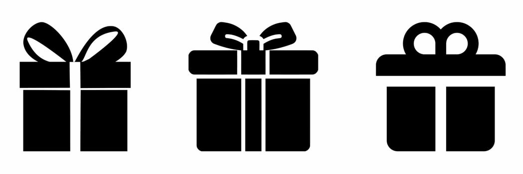 Gift box icon black white illustration collection. vector