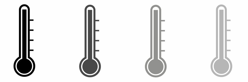 Thermometer icon black white illustration collection. vector