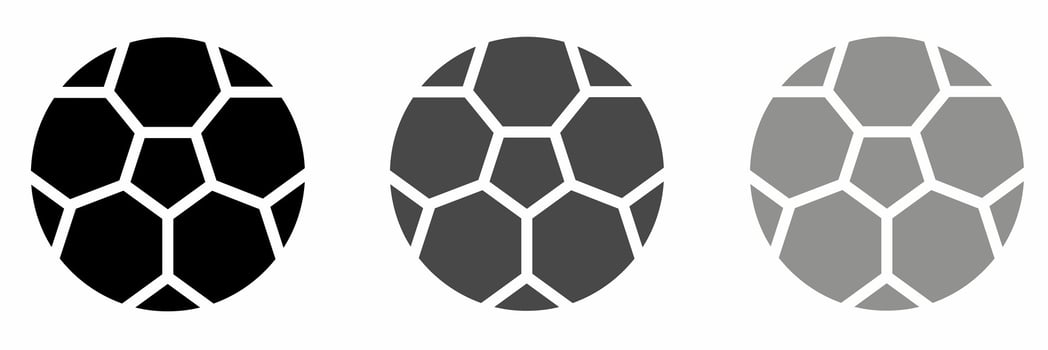 Fottball ball icon black white illustration collection. vector