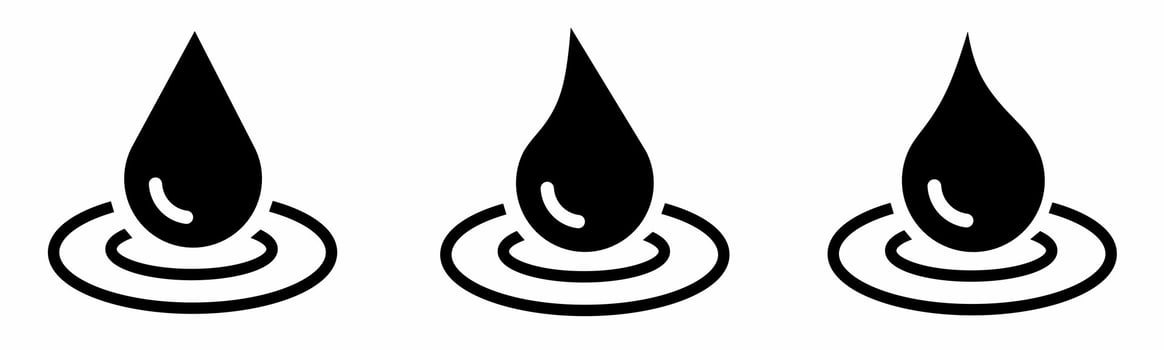 Water, oil icon set. Oil black and white illustration. Stock vector. vector