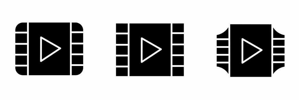 Video icon set. Video black and white illustration. Stock vector. vector