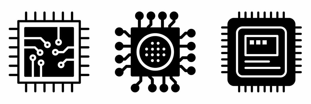 Cpu icon set. Cpu black and white illustration. Stock vector. vector