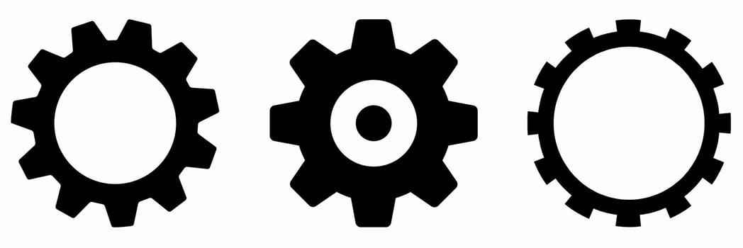 Gear icon set. Gear black and white illustration. Stock vector. vector