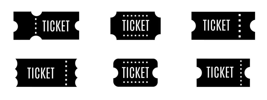 Icon design. Black and white ticket icon illustration collection. Stock vector. vector