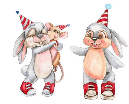 Rabbit in birthday cap. png