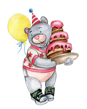 Bear in birthday cap. png