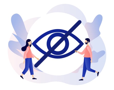 Sensitive content concept. Eye crossed sign. Explicit content in social media, website, photos, pictures and video. Hide view. Modern flat cartoon style. Vector illustration on white background
