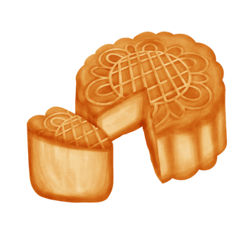 Mid autumn elements. Rabbit and moon cake. Watercolor painting. png