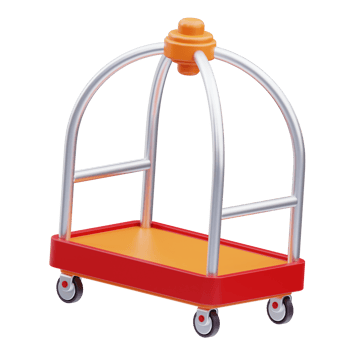 Luggage cart Hotel 3D Illustration png