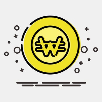 Icon korean won currency. South Korea elements. Icons in MBE style. Good for prints, posters, logo, advertisement, infographics, etc. vector