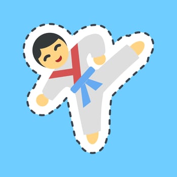 Sticker line cut taekwondo martial arts. South Korea elements. Good for prints, posters, logo, advertisement, infographics, etc. vector