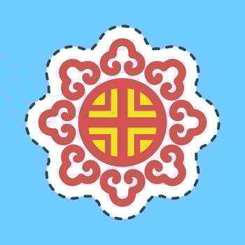 Sticker line cut korean traditional ornament. South Korea elements. Good for prints, posters, logo, advertisement, infographics, etc. vector