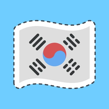 Sticker line cut south korean flag. South Korea elements. Good for prints, posters, logo, advertisement, infographics, etc. vector
