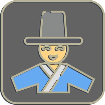 Icon south korean man. South Korea elements. Icons in embossed style. Good for prints, posters, logo, advertisement, infographics, etc. vector