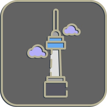 Icon south korean tower. South Korea elements. Icons in embossed style. Good for prints, posters, logo, advertisement, infographics, etc. vector
