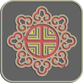 Icon korean traditional ornament. South Korea elements. Icons in embossed style. Good for prints, posters, logo, advertisement, infographics, etc. vector