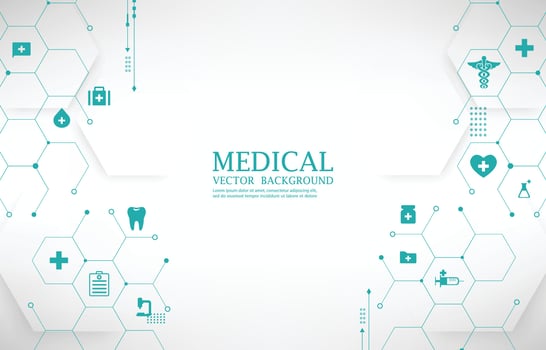 White modern medical vector wallpaper.geometric hexagon.medical icons.technology background.