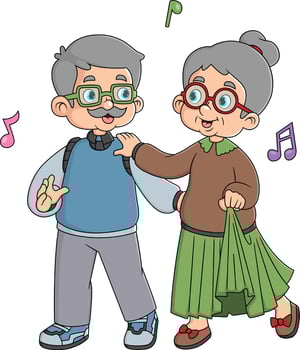 grandparents are having fun dancing and dancing vector