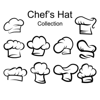 Set collection of chefs hat or toque vector