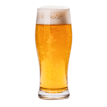 a frosty glass filled to the brim with a crisp, amber-hued beer. Tiny bubbles cling to the sides, hinting at the effervescence within. png