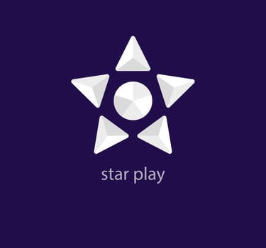 Star launch play sign logo. Unique color transitions. Creative circular star logo template. vector