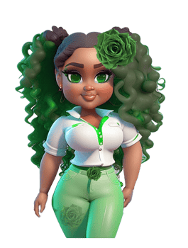 Woman In Green with Ponytails Custom Colored png