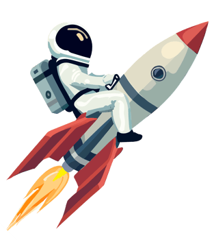 Astronaut riding a rocket isolated. Cartoon illustration style. png