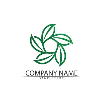 Tree leaf vector and green logo design friendly concept