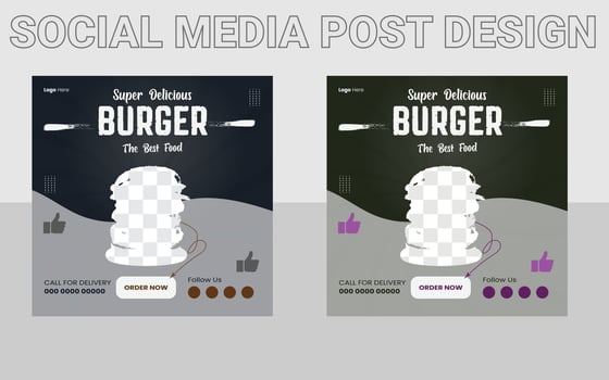 Save Download Preview social media post template for food menu promotion banner frame. food menu banner social media post. Editable social media templates for promotions on the Food menu. vector