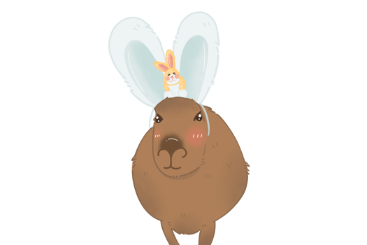 Capybara with bunny png