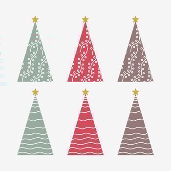 Christmas tree modern trendy cut out line drawing vector illustration for Christmas decoration party celebration in December