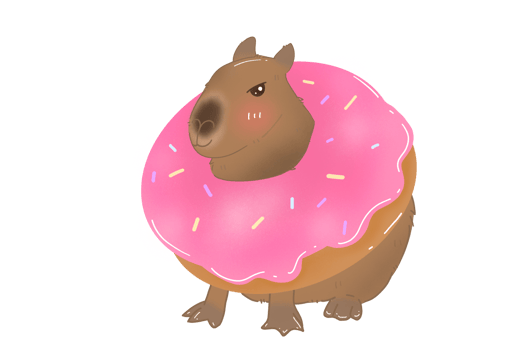 Capybara with its donuts png