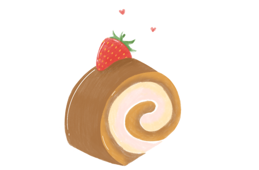 Cake roll and strawberry png