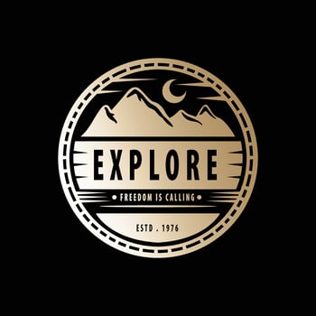 Premium Outdoor Hiking Mountain Badge Logo Design vector