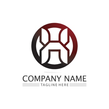 H font and letter design logo alphabet vector sign identity