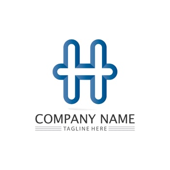 H font and letter design logo alphabet vector sign identity