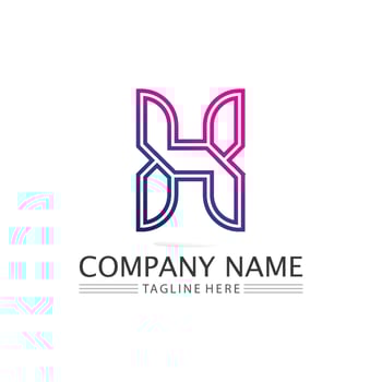 H font and letter design logo alphabet vector sign identity