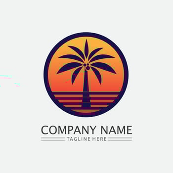 Palm tree summer logo template vector