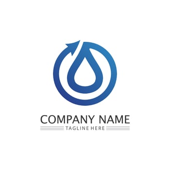 wave icon and water drop vector illustration design logo business