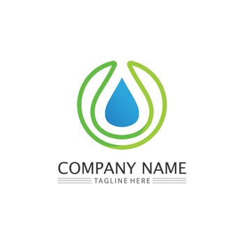 wave icon and water drop vector illustration design logo business
